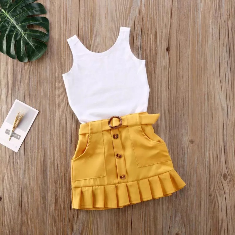 WHITE TANK WITH YELLOW SKIRT